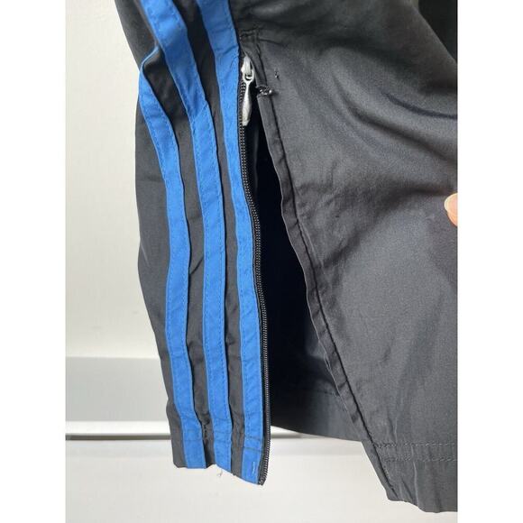 Vintage Adidas Windbreaker Pants Mens L Black Blue Stripes Zip-Ankle Track Y2K‌ - Picture 4 of 11